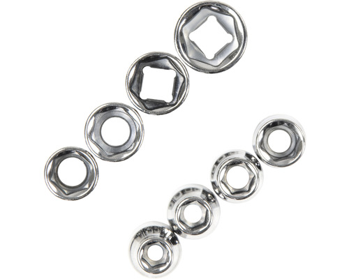 Zásuvky různých velikostí a tvarů