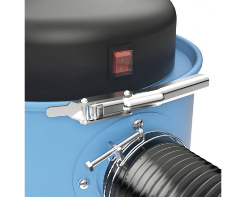 Detail sacího zařízení se spínačem, uzávěrem a hadicovou přípojkou.