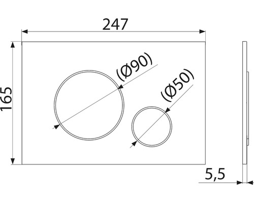 Technický nákres ovládacího panelu s rozměry