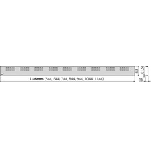 Technický výkres ventilační mřížky s údaji o délkách 544 mm, 644 mm, 744 mm, 844 mm, 944 mm, 1044 mm a 1144 mm