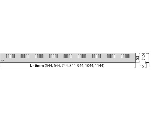 Technický výkres ventilační mřížky s údaji o délkách 544 mm, 644 mm, 744 mm, 844 mm, 944 mm, 1044 mm a 1144 mm