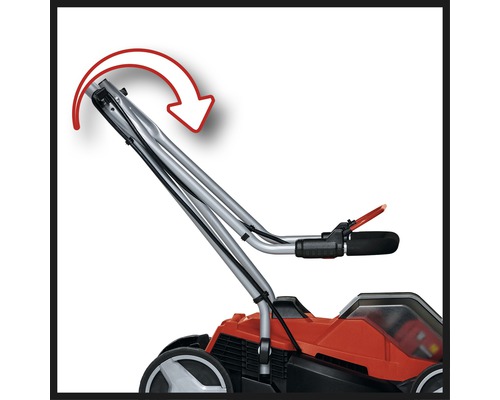 Skládací vodicí tyč sekačky na trávu s červenou šipkou