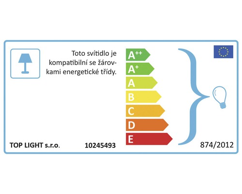 Energetický štítek pro svítidla s třídami energetické účinnosti A++ až E