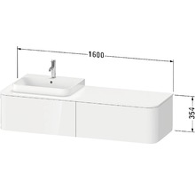 Umyvadlo se skříňkou, šířka 1600 milimetrů a výška 354 milimetrů