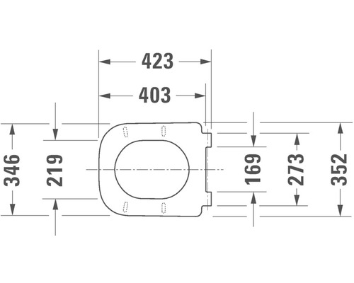 Technický nákres WC sedátka s rozměry