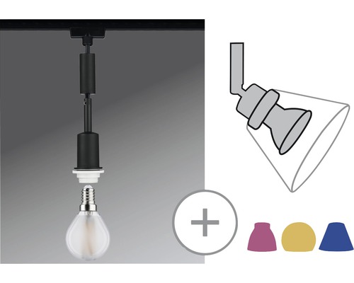 Bodové svítidlo pro kolejnicový systém s vyměnitelnými stínidly