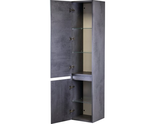 Otevřená koupelnová skříňka se skleněnými policemi