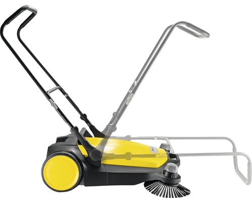 Žlutočerný zametací stroj s nastavitelnou rukojetí.
