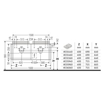 Technický výkres skříňky pod umyvadlo s rozměry
