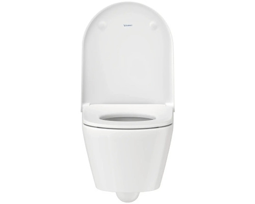 Závěsný hluboký splachovací klozet ze sanitární keramiky s otevřeným splachovacím okrajem a WC sedátkem