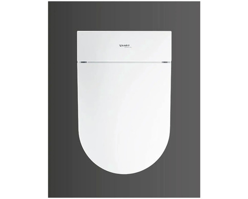 Bílá závěsná sprchová toaleta s logem Duravit