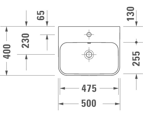 Nákres umyvadla s rozměry