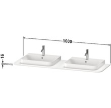 Umyvadlová skříňka se dvěma umyvadly a bateriemi, celková šířka 1600 mm