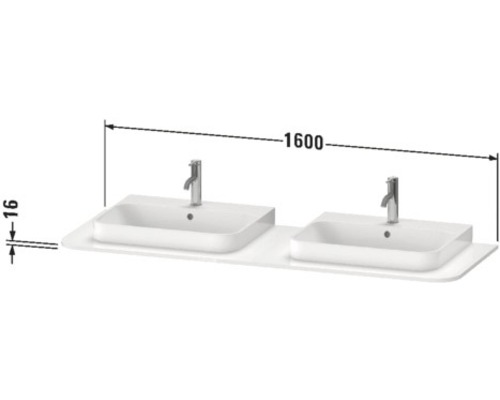 Umyvadlová skříňka se dvěma umyvadly a bateriemi, celková šířka 1600 mm