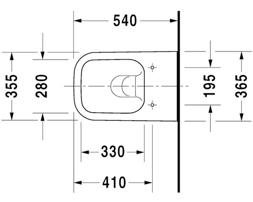 Technický nákres závěsného WC s rozměry