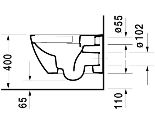 Technický nákres závěsného WC s rozměry