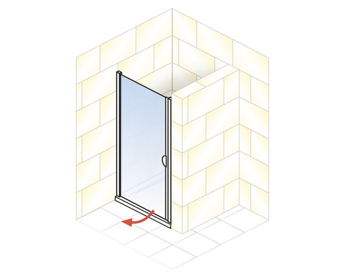 Rohová sprcha s otočnými skleněnými dveřmi
