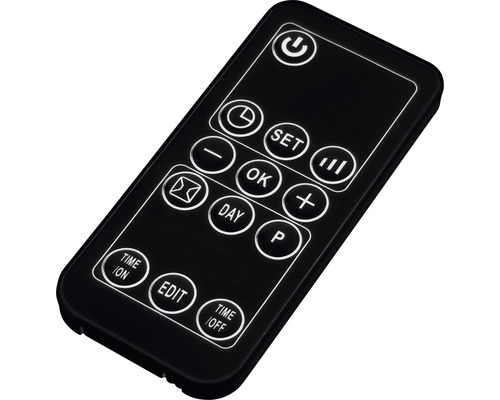 Černý dálkový ovladač s několika tlačítky