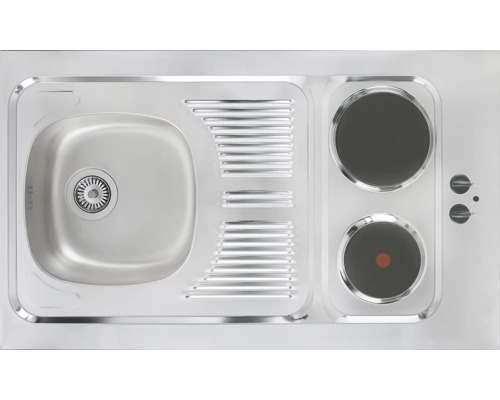 Kompaktní kuchyně s dřezem a dvěma varnými deskami