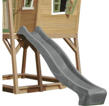 Šedá dětská skluzavka na hracím domku