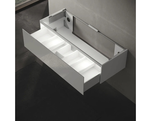 Skříňka pod umyvadlo se zásuvkou a přihrádkami pro uložení v koupelně