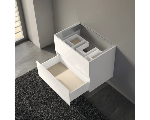 Bílá skříňka pod umyvadlo se zásuvkou do koupelny