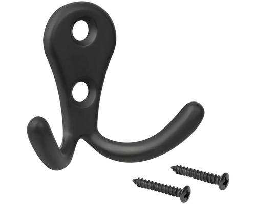 Věšák na oblečení se dvěma háčky a dvěma šrouby