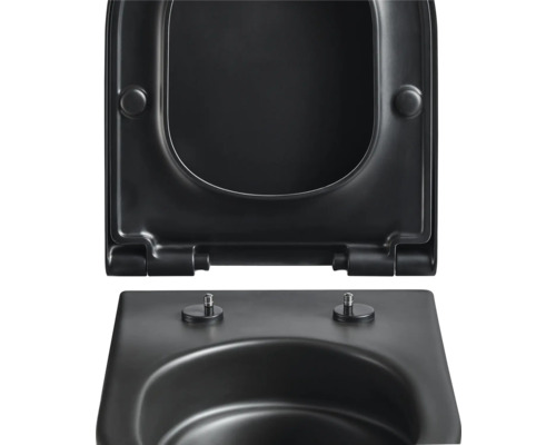 Černé záchodové sedátko s upevněním