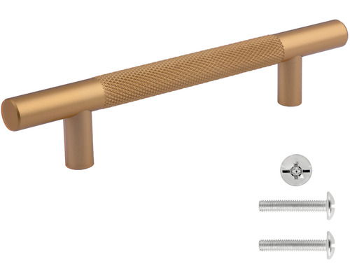 Nábytková úchytka s vroubkovaným povrchem a šrouby