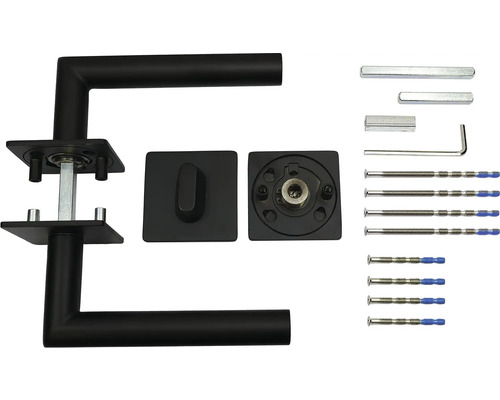 Sada kování dveří s klikou, zámkem a upevňovacím materiálem