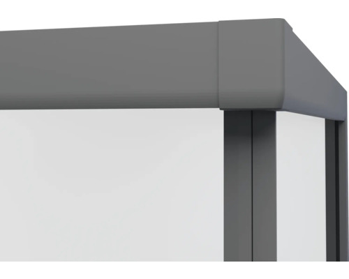 Detail šedého rámu s bílou výplní