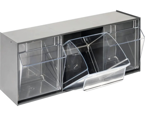 Regál na skladovací boxy s průhlednými zásuvkami pro skladování