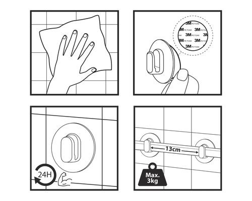 Návod k montáži samolepicího koupelnového příslušenství