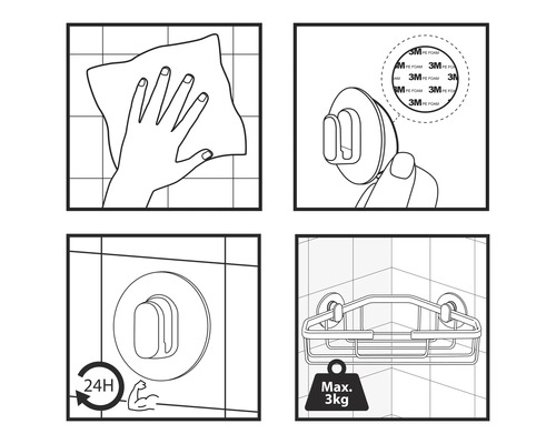 Návod k montáži sprchové poličky s lepicím upevněním