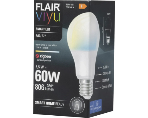 Balení chytré LED žárovky Flair Viyu A60 E27