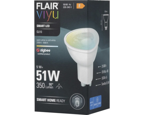 FLAIR Viyu Smart LED žárovka GU10 pro použití se systémy chytré domácnosti