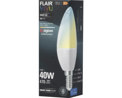 FLAIR Viyu chytrá LED žárovka C35 E14 v produktovém balení