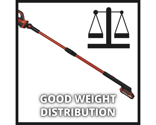 Symbol pro dobré rozložení hmotnosti akumulátorových nůžek na živý plot