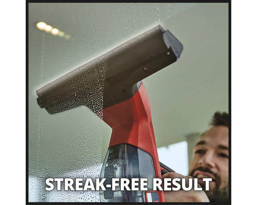 Aku stěrka na okna při použití pro čištění beze šmouh