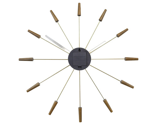 Nástěnné hodiny s dřevěnými aplikacemi a ručičkami