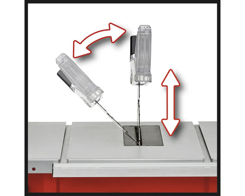 Pásová pila s otočným a výškově nastavitelným vedením pilového listu.