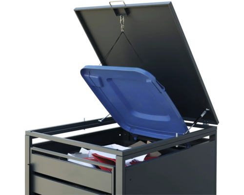 Otevřený box na popelnice s popelnicí