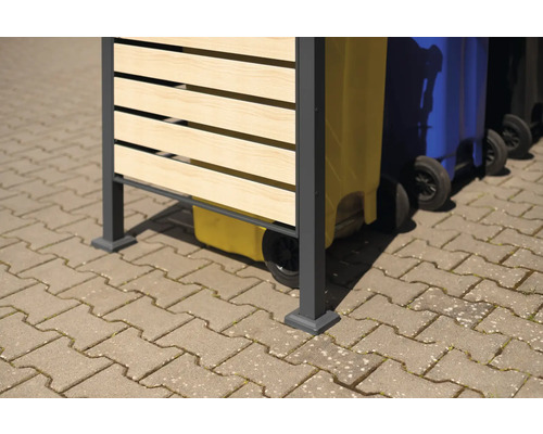 Kontejner na odpad s dřevěným obkladem pro uskladnění popelnic