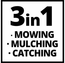 Funkce 3 v 1: Sekání, mulčování, sběr