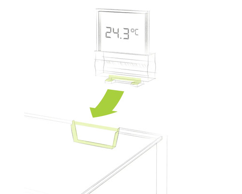 Ilustrace akvária s ukazatelem teploty a upevněním