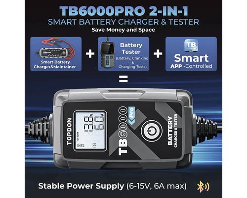 TOPDON TB6000PRO 2-v-1 chytrá nabíječka a tester baterií