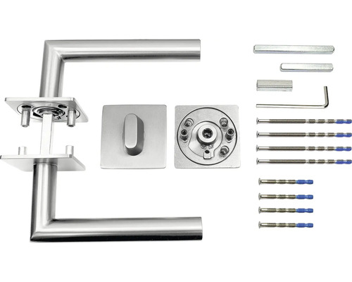 Sada dveřní kliky z nerezové oceli s kováním a upevňovacím materiálem