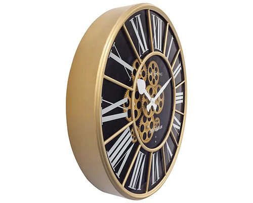 Dekorativní nástěnné hodiny s římskými číslicemi a ozubeným mechanismem