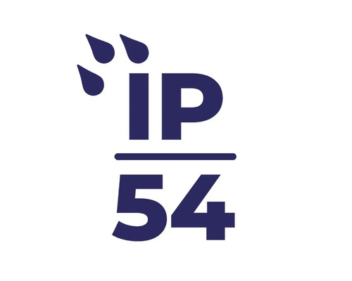 Symbol IP54: ochrana proti prachu a stříkající vodě