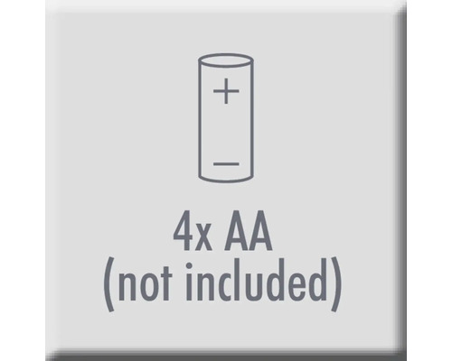 Symbol: Vyžaduje čtyři baterie AA, které nejsou součástí balení